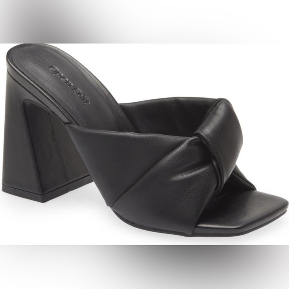 NEW Open Edit Saydee Heeled Sandal Vegan Leather Black sz 6